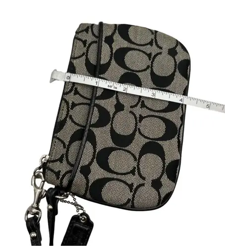 Coach  Black and Gray Signature Canvas Wristlet