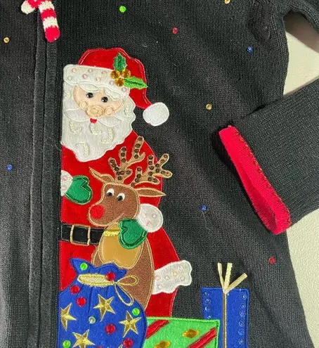 Tiara International (S) CHRISTMAS COLLECTION SWEATER BLACK/RED WITH SEQUINS NWOT