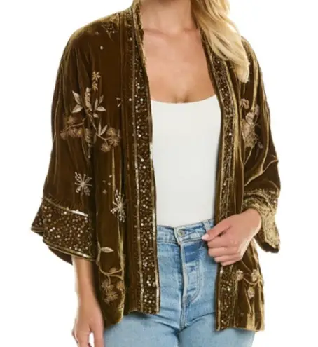 Johnny Was  heavily embroidered sequin embellished Ally Velvet Kimono/Jacket NWT