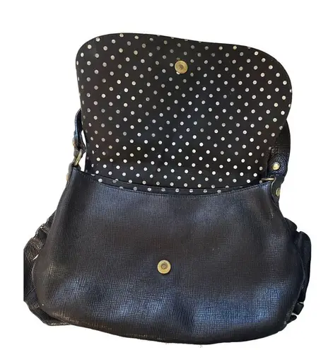 Moschino Black Leather shoulder bag with 3D Flower and ruffle accents