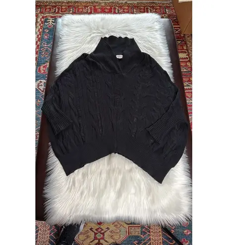 barney's new york Black Vintage Open Neck Sweater