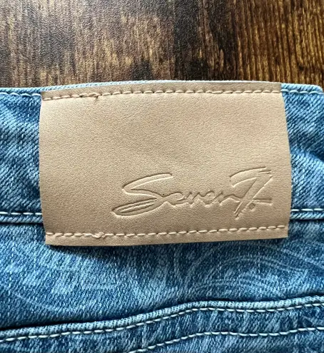 Seven7 | ladies paisley print denim skirt. Size: 16.