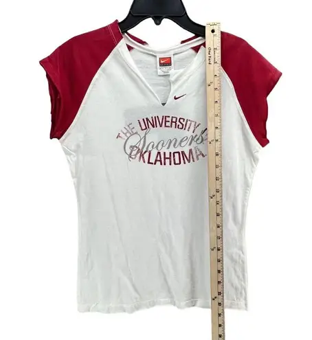 Nike University of Oklahoma  Team Tee Womens M White Red Sooners Graphic T Shirt