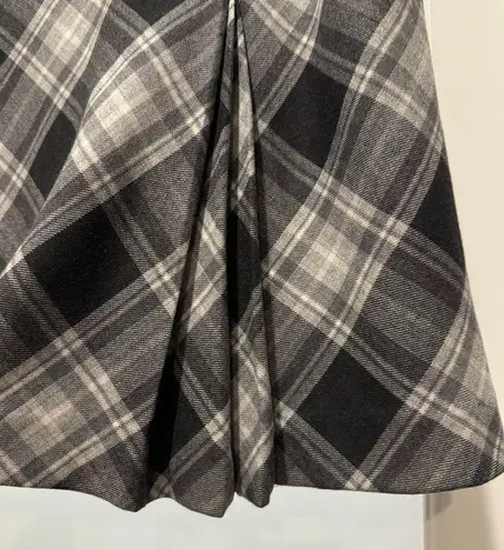 Anne Klein Worsted Wool Gray Plaid Midi Skirt Size 6P Fun Pleats Trendy Warm