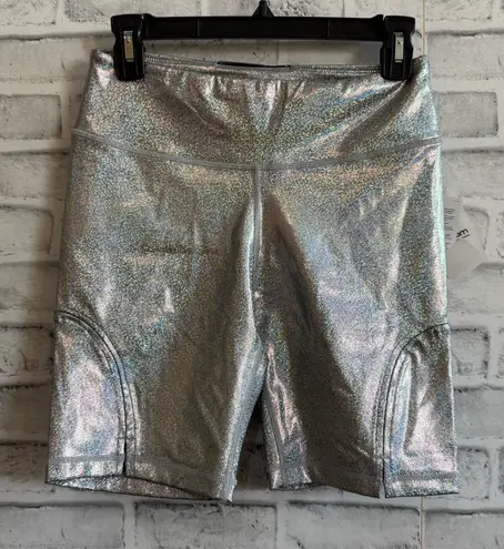 NWT! Women’s MONO B silver holographic biker shorts Medium