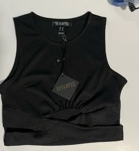 Revamped Black Fitted Crop Tank Top