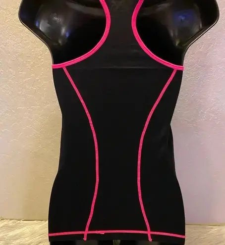 Splash Black and Pink Contrast Trim Stitched One Size Stretch Tank Top Athletic
