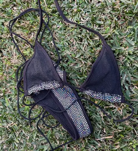 XL sequin black string bikini