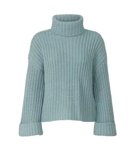 525 America Blue Wide Sleeve Chunky Knit Turtleneck Sweater Size Large