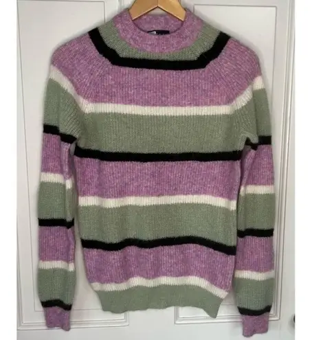 Veda Urban Outfitters Purple Green Striped Wool Mohair Blend Crewneck Sweater S