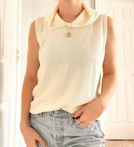 Vintage 525 Cream Knit Hooded Tank Top