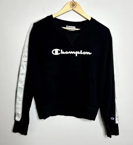 Champion  Black Reflective Stripe Crewneck Sweatshirt