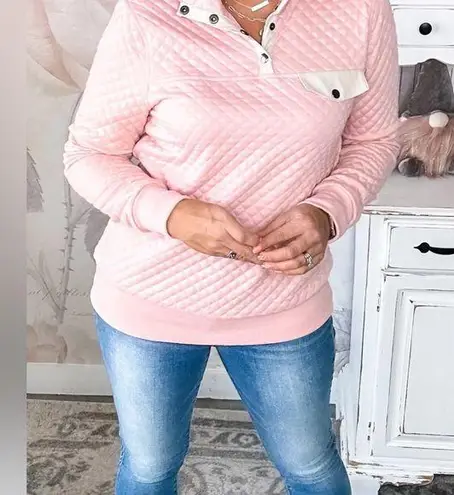 Doe & Rae Pink Quilted Sweatshirt Sz L NWT