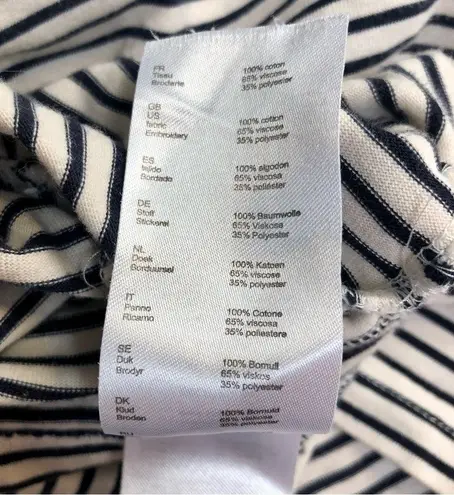 Maje Terry Cloth Short Sleeve Striped T-Shirt Embroidered Patch Cropped sz Small