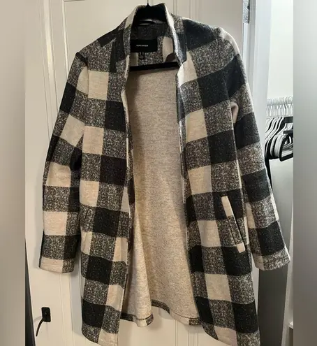 VERO MODA Buffalo Check Cardigan Coat | Black & White | Size M