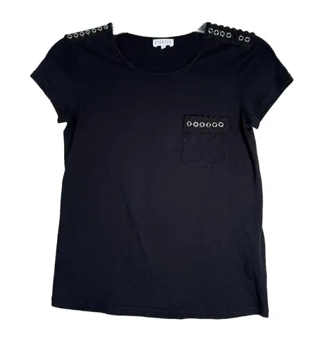 Claudie Pierlot Shirt Women Small Black Grommets Neutral Minimal Gothic Grunge