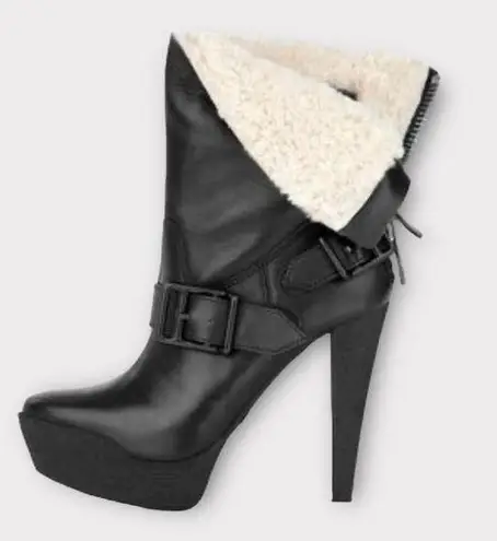 Burberry  Biker Shearling Lined Ankle Boot In Black Size 8.5