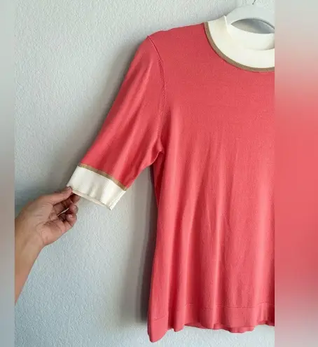 Etcetera Womens Classic Minimalist Work Coral Knit Sweater Top 3/4 Sleeve Size S