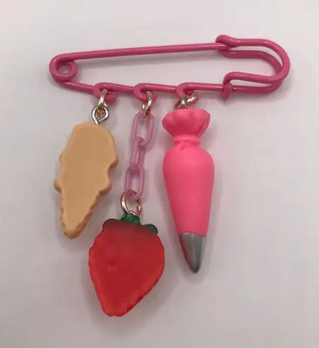 Icing Handmade Charmed Safety Pin  Strawberry Ice Cream