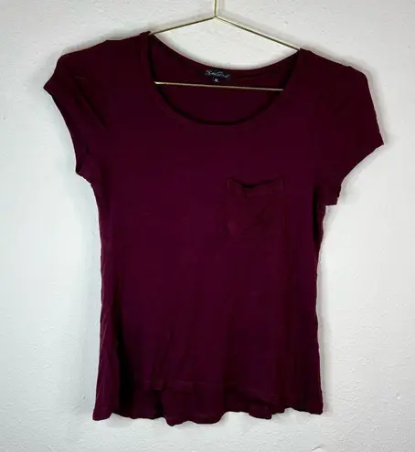 Splash Burgundy Short Sleeve Shirt Pocket Front Size Medium Rayon Minimalist