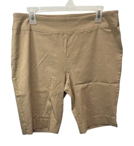 Zac & Rachel Khaki Shorts Womens Size 14 Stretch Pull On Comfort Casual Tan