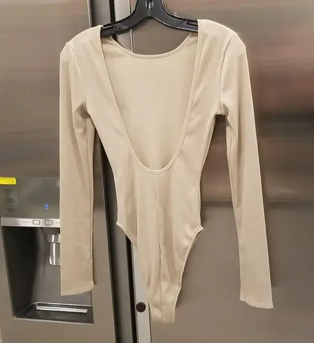 ANINE BING ππ Lane Bodysuit ~ Ribbed Scoop Neck Oat NWOT