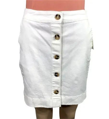 Maison Jules Womens Skirt Denim Blue Jean Button Down Straight White Size 0