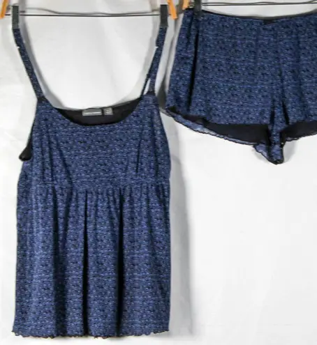 Apt. 9 Navy and Medium Blue Printed Babydoll Tank and Short Sleep Lounge Set Size Large