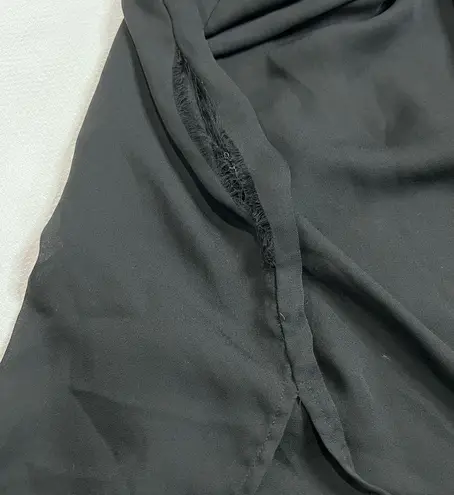 Notations Black Orange Floral Lace Trim Pleated Skirt