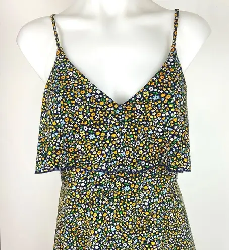 Michael Kors Green Quinn Floral Printed Flounce Spaghetti Strap Maxi Dress Sz S