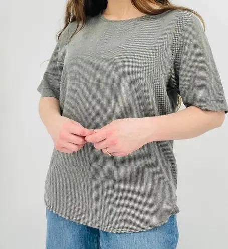 vintage cottagecore essential gingham blouse top flowy shortsleeve minimalist xs Black