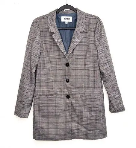 BB Dakota by Steve Madden Plaid Button Front Blazer Jacket Size Small Black