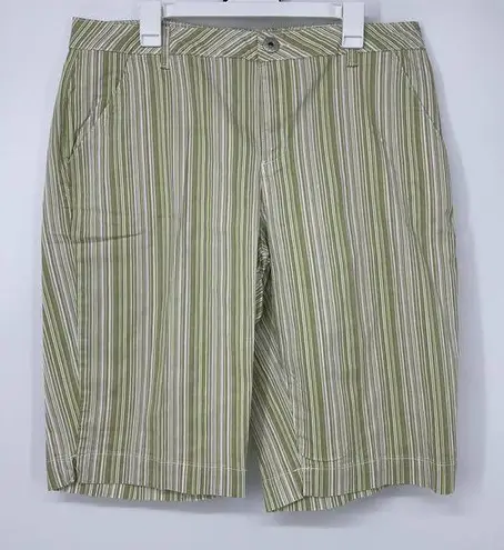 Ashley Stewart GREEN, BROWN & WHITE STRIPED BERMUDA SHORTS SIZE 20