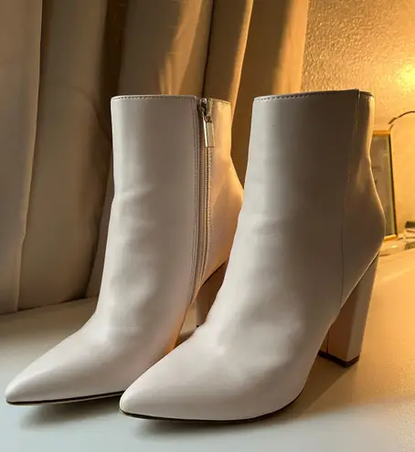 JustFab White Faux Leather Boots