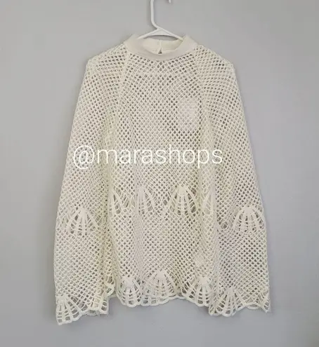 Self Portrait Ivory High Neck Crochet Top