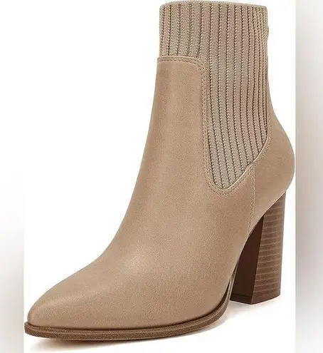 Women’s slip on Ankle boots chunky block heel Tan Size 7