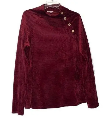 White Birch  Maroon Long Sleeve Top Large