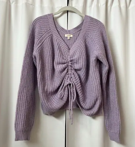 A. Peach Kawaii Lilac Purple Knit Ruched V