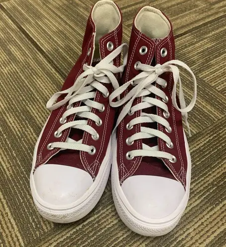 Converse Maroon/Beetroot High Top Platform Sneakers