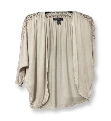 August Silk  Womens Cardigan Sweater Beige Batwing Dolman Half Sleeve Petites S