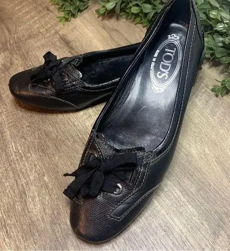 Tod's Black Patent Leather And Suede Lace up Loafers Size 38
