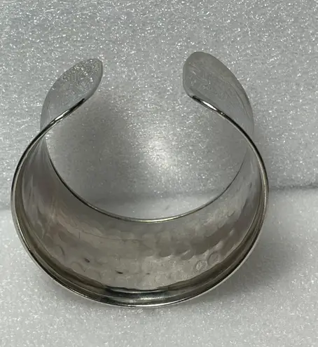 Silver Tone Hammered Design Cuff Bangle Bracelet 7”