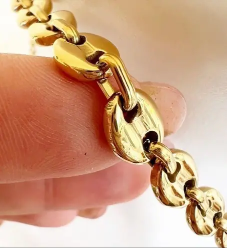 Gold plated Coffee Beans Marina chunky necklace set Bracelets Stainless Steel