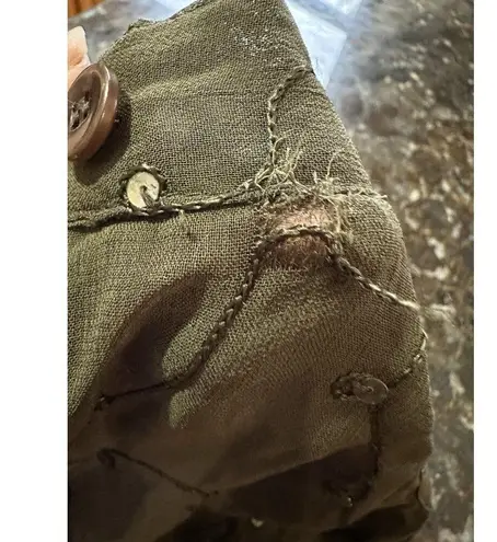 Gantos 2 Piece Skirt Set Green Embroidered Whimsical Floral Resort Wear S READ