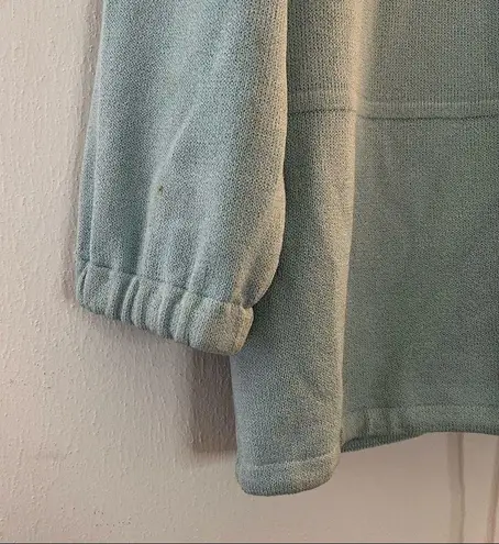 St. John Sport Sweater Light Blue Full Zip Hooded Santana Knit Sweater Sz S GUC