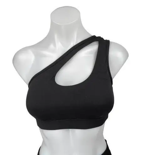 Black Sleeveless One Shoulder Cutout Cami Camisole Sports Bra Crop Tank Top Sz S
