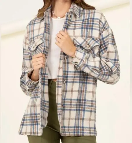 HYFVE  “For Myself” Boutique Plaid Button Down Shacket Size Large