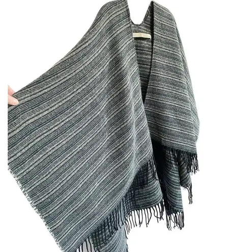 Loft Women's Dark Blue Gray Striped Cape Poncho One size Size undefined