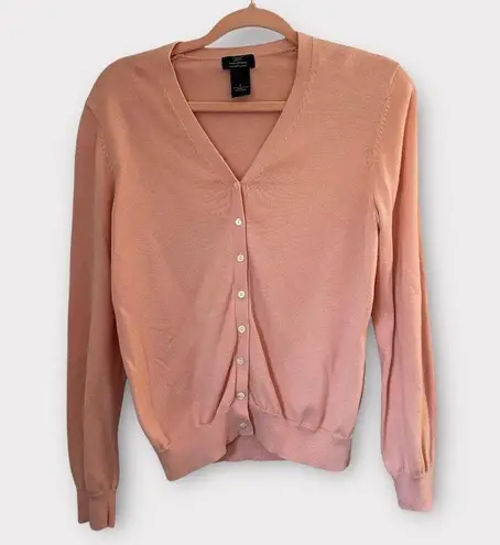 Brooks Brothers Y2K Preppy Classic Blush Pink Supima Cotton Fitted Cardigan L