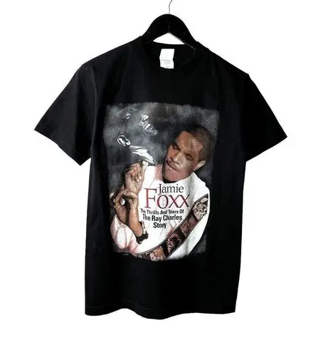 Ray Charles Jamie Foxx Movie T Shirt Vintage Y2K Tee Black Extra Small XS